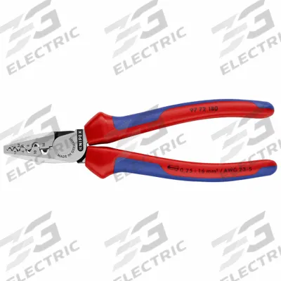 KNIPEX Crimper: Insulated Single Ferrules/Non-Insulated Single Ferrules, Mandrel Crimp - Pliers-Style Wire Ferrule Crimpers