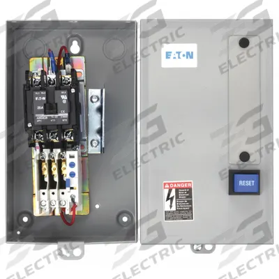 EATON Definite Purpose Magnetic Motor Starter: Non-Reversing, 3 Poles, 25 A, 480V AC Coil - Enclosed Non-Reversing Starters with Thermal Overloads