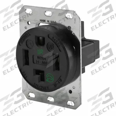HUBBELL Receptacle: Single, 14-30, Black, 125/250V AC, 30 A, 3 Pole / 4 Wire (MPN HBL9430A) - General Purpose Receptacles