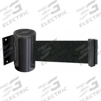 TENSABARRIER Retractable Belt Barrier: Fixed Mounting Plate, 13 ft Belt Lg, Pattern, Black (MPN 896-STD-33-MAX-NO-B9X-C). Key specifications — Frame Color: Black; Brand: TENSABARRIER; Belt Color: Black.