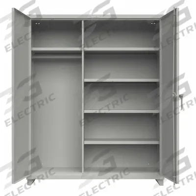 STRONG HOLD Storage Cabinet: 60 in x 24 in x 75 in, 4 Shelves, Swing Handle & Padlock Hasp - Industrial Combination Cabinets