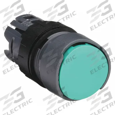 SCHNEIDER Flush Push Button: Green, 16 mm Mounting Size, Non-Metallic - Flush-Mount & Recessed Push-Button Operators
