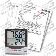 TRIPLETT Hygro-Thermometer: 10%to 99% Humidity Range, Humidity/Temp, Built-In (MPN RHT22-NIST). Key specifications — Primary Scale: Humidity/Temperature; Display Type: Digital; Brand: TRIPLETT.