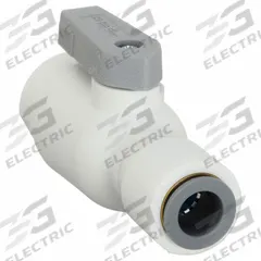 PARKER Manual Two-Way Ball Valve: 3/8 in, Polypropylene, Straight, Push x Push, Full Port Ball Port (MPN LFPP6VUC6). Key specifications — Brand: PARKER; Handle: Lever.