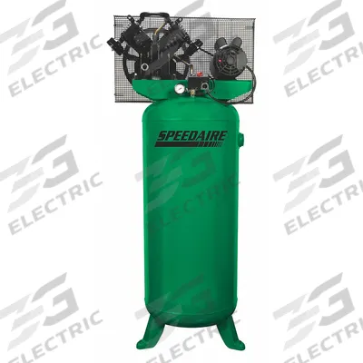 SPEEDAIRE Electric Air Compressor: 5 hp, 1 Stage, Vertical, 60 gal, 14.2 cfm, 135 psi - Splash Lubricated Stationary Electric Air Compressors