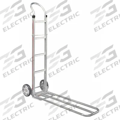 MAGLINER General Purpose Hand Truck: 500 lb, Flow-Back, Silver, Aluminum, Tread on Core - Extended Folding Nose Hand Trucks