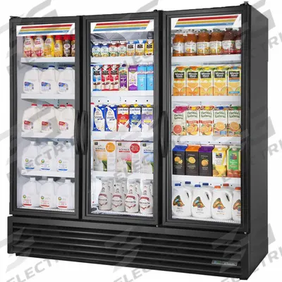 TRUE REFRIGERATION Refrigerated Merchandiser: 79 in x 80 3/4 in x 30 3/8 in, Black, Swing - Glass Door Refrigerator Merchandisers