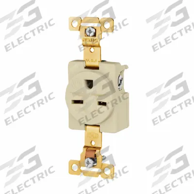 BRYANT Receptacle: Single, 6-15, Ivory, 250V AC, 15 A, 2 Pole / 3 Wire (MPN 5661I) - General Purpose Receptacles