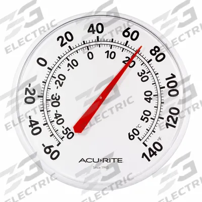 ACURITE Analog Thermometer: -60°F to 140°F /-50°C to 60°C, Up to +/- 4°F, Wall - Wall Mount Dial Thermometers