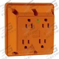 LEVITON Plugs and Receptacles: Hospital Grade, Quad, 5-15R, Orange, 125V AC, 15 A, 2 Pole / 3 Wire (MPN 1254-IG)