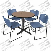 CAIN Cafe/Breakroom Table: Laminate, Oak, 29 in Overall Ht - Max, Circle, Black, 1 in Tabletop Thick (MPN TB36RNDNO44BE). Key specifications — attr1039436: CAIN; attr1039447: Black; attr1039448: Metal; attr1039806: Black; attr1039828: Oak; attr1039829: Circle; attr1039830: Laminate; attr1039831: Laminate.