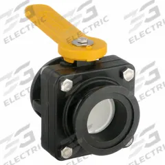 BANJO Manual Two-Way Ball Valve: 2 in, Polypropylene, Straight, Flange x Flange, Two-Piece, Lever (MPN MVS220CF). Key specifications — Brand: BANJO; Handle: Lever.