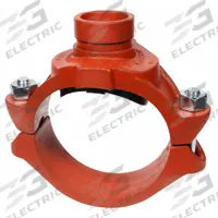 GRUVLOK Clamp Coupling: Clamp Tee, 8 in x 2 1/2 in x 2 1/2 in, Ductile Iron, EPDM Seal (MPN 0390173821). Key specifications — Brand: GRUVLOK; Maximum Operating Pressure: 300 psi @ 150° F; Fitting Pipe Size: 8 in x 2-1/2 in x 2-1/2 in.