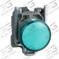 SCHNEIDER ELECTRIC Pilot Light: 22 mm Panel Mounting Size, Green, LED, XB4 Series (MPN XB4BVB3). Key specifications — Series: XB4; Brand: SCHNEIDER; Includes Push-To-Test: No Push-To-Test Included.