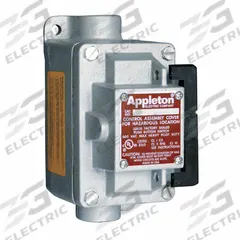 APPLETON ELECTRIC Tumbler Switch: 1 Gang, 4-Way, 20 A, 277 V AC, Feed-Thru Hub, 1/2 in Hub Size (MPN EDSC150-R4W). Key specifications — Brand: APPLETON ELECTRIC.