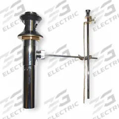 CHICAGO FAUCETS Pop-Up Drain: Brass, Chrome-Plated, 8 1/8 in Overall Ht, 2 1/8 in Overall Dia, Slip (MPN 1222-KJKCP). Key specifications — Product Type: Pop-Up Drain; Brand: CHICAGO FAUCETS; Finish: Chrome-Plated; Material: Brass; Includes: Lift Knob and Rod.