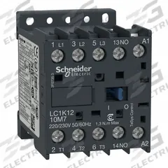 SCHNEIDER Magnetic Contactor: Non-Reversing, 3 Poles, 3NO Contacts, 12 A, 48V AC Coil (MPN LC1K1210E7). Key specifications — Brand: SCHNEIDER; Integrated Surge Suppression: No; Nominal Coil Voltage @ 60Hz: 48V AC.