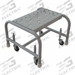 TRI-ARC Step Stool: 12 in Overall Ht, 450 lb Load Cap, 1 Steps, Steel, 12 in Standing Ht (MPN WLSR001162). Key specifications — attr1051722: Rolling Step Stool; attr1051697: TRI-ARC; attr1051699: (4) Swivel; attr1051702: Gray; attr1051713: Handrails Not Included; attr1051726: Rectangle.