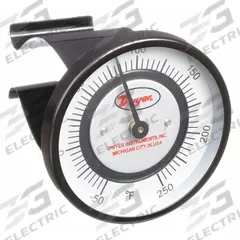 DWYER Clip Pipe Mount Dial Thermometer: -50°F to 250°F, +/- 2% Accuracy, 2 in Dial Dia (MPN STC451). Key specifications — Accuracy: +/- 2%; Brand: DWYER.
