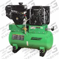 SPEEDAIRE Stationary Air Compressor: 2 Stage, 9 hp Engine, Mi-T-M, 18.3 cfm, 30 gal Air Tank (MPN AM2-SM09-30G). Key specifications — attr50933: Mi-T-M; attr86530: Recoil; attr50934: SPEEDAIRE.