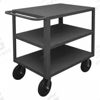 APPROVED VENDOR Utility Cart: 5,000 lb, 48 in L x 30 in W Shelf, 3 Shelves, Gray, Flat (MPN HET-3048-3-5K-95). Key specifications — Caster/Wheel Configuration: (2) Rigid; Brand: APPROVED VENDOR; Caster Wheel/Tread Material: Phenolic.