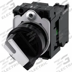 SIEMENS Selector Switch: 22 mm Panel Mounting Size, 2 Positions, Short Lever, 1NO, Non-Metallic (MPN 3SU1100-2BF60-1BA0). Key specifications — AC Contact Rating: 10 A @ 600 V; Action: Maintained/Maintained; Cam: No Cam Included; DC Contact Rating: 1 A @ 600 V; Hazardous Location Specification: Not Rated; Operator Head Material: Plastic; Operator Head Type: Short-Handled Knob; Operator Illumination: Illuminated.
