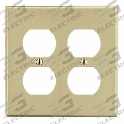 HUBBELL Wall Plate: Duplex Outlet, 2 Gang, Ivory - General Purpose Wall Plates