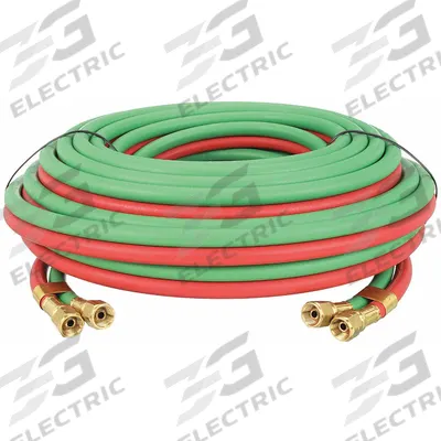 CONTINENTAL Twin Line Welding Hose: 1/4 in Hose Inside Dia., Green/Red, UNF x UNF, 50 ft Hose Lg - Grade R Twin-Line Welding Hose Assemblies
