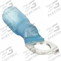 VELVAC Ring Terminal: Blue, Heat Shrink Insulation, #10/#6/#8 Stud Size, 16 AWG to 14 AWG Wire Sizes (MPN 3131M). Key specifications — Brand: VELVAC.