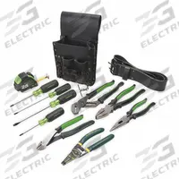 GREENLEE Electricians Tool Kit: 10 Total Pcs, Tool Pouch, 10 or less Pieces Range (MPN 0159-13). Key specifications — attr646319: Sockets Not Included; attr548984: (1) Wire Stripper; attr548989: (2) Specialty Pliers; attr646318: SAE; attr548987: None; attr548988: None; attr548990: None; attr552361: None.