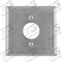 HUBBELL Wall Plate: Single Circular Opening, 2 Gang, Silver, Std Size (MPN SS749). Key specifications — Brand: HUBBELL; Material: Stainless Steel.
