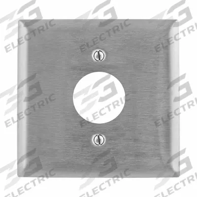 HUBBELL Wall Plate: Single Circular Opening, 2 Gang, Silver - General Purpose Wall Plates