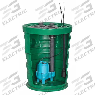 LITTLE GIANT Sewage Ejector System: Plastic, 2/5 hp, 120V AC, 70 gpm @ 10' of Head - Simplex Sewage Grinder Pump Packages