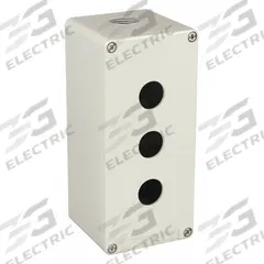 SCHNEIDER ELECTRIC Push Button Enclosure: 22mm, 3 Holes, Cast Zinc, NEMA 13/4 (MPN XAPG39503). Key specifications — Brand: SCHNEIDER; Environments & Applications: Oil-Tight and Dust-Tight.