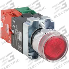 DAYTON Illuminated Push Button: Illuminated, Extended Profile, Metallic, 22 mm, 1NO/1NC (MPN 30G206). Key specifications — Brand: DAYTON; Action: Momentary; Series: Dayton; Terminal Connection: Pressure Plate; Push Button Material Type: Metallic.