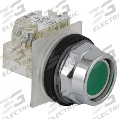 SCHNEIDER Extended Push Button Operator: Non-Illuminated, Extended Profile, Metallic, 30 mm, SPDT (MPN 9001KR2GH13). Key specifications — Brand: SCHNEIDER; Action: Momentary; Series: 9001K; Push Button Material Type: Metallic.