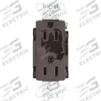 BRYANT Receptacle: Decorator Duplex, 5-15, Brown, 125V AC, 15 A, 2 Pole / 3 Wire (MPN DRS15)