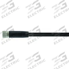 Cordset: M8 Female Straight X Bare Wire, 3 Pins, Black, PUR, 15 m Cable Lg, 24 AWG Wire Size (MPN 7000-08041-6301500). Key specifications — Cable Jacket Color: Black; End 1 Mounting Orientation: Straight; End 1 Gender: Female; End 1 Connection Type: M8; Cable Jacket Material: PUR; Brand: MURRELEKTRONIK; IP Rating: IP67; End 2 Connection Type: Bare Wire.