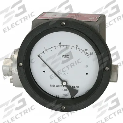 MIDWEST INSTRUMENT Differential Pressure Gauge & Switch: In-Line, 1/4 in NPT Female, 240 - Medium & High Operating Pressure Differential Gauges with Switch
