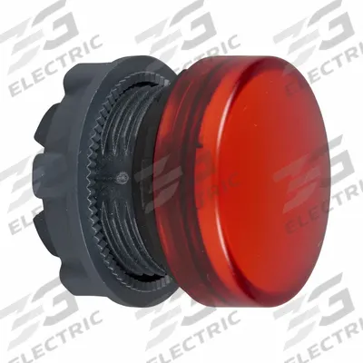 SCHNEIDER Pilot Light Head: 22 mm Panel Mounting Hole Dia, Red, Smooth - Pilot-Light Heads