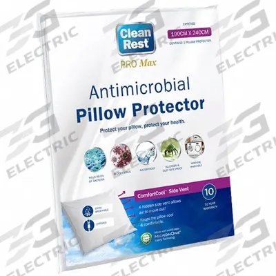 CLEANREST Pillow Protector: Std, 26 in Overall Lg, 20 in Overall Wd, White, Polyester - Pillow Encasements