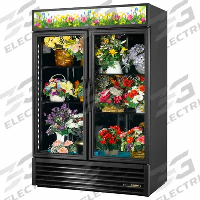 TRUE REFRIGERATION Floral Refrigerator: 78 5/8 in x 54 1/8 in x 29 7/8 in, Black, Swing - Floral Refrigerators
