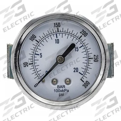PIC GAUGES Industrial Pressure Gauge: 0 psi to 300 psi, 2 1/2 in Dial, 1/8 in NPT Male - U-Clamp Panel-Mount with Copper Wetted Parts
