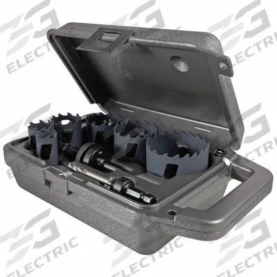 MORSE Hole Saw Set: 8 Pieces, 1 15/16 in Max. Cutting Dp, Carbide Tipped - Multi-Material-Cutting Hole Saw Kits