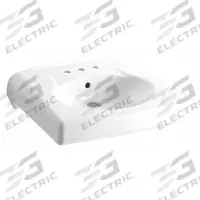 KOHLER Bathroom Sink: Brenham™, White, Vitreous China, 22 in Overall Lg, 19 3/4 in Overall Wd (MPN K-1997-SS4-0). Key specifications — Series: Brenham™; Includes: Wall Hanger; Color: White; Brand: KOHLER; Sink Type: Bathroom; Material: Vitreous China; Sink Material: Ceramic.