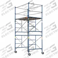 METALTECH Scaffold Tower: Steel, 5 ft to 10 ft, 84 in x 57 in, 2,300 lb Load Capacity (MPN M-MRT5710-A). Key specifications — Brand: METALTECH; Height Adjustability: Fixed Height; Included Components: (8) Guardrails.