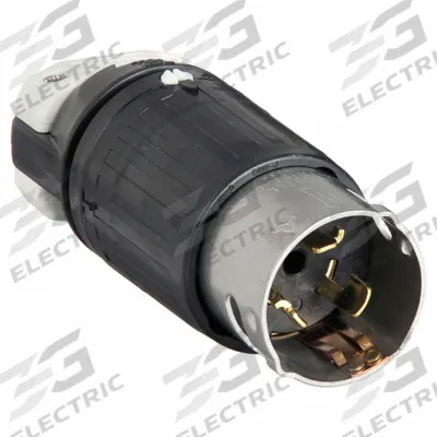HUBBELL Locking Plug: Non-NEMA, Black/White, 125/250V AC, 50 A, 3 Pole - General Purpose Plugs
