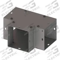 HOFFMAN Wireway Tee: 4 in Wd, 4 in Ht, 16 ga Gauge, 1, Screw-On Cover, Steel, Painted (MPN F44GT). Key specifications — Brand: HOFFMAN; Cover Location: Top; Finish: Painted; Overall Length: 4 in; Cover Locking Style: Screw Clamps; Cover Type: Screw-On; With/Without Knockouts - Broad: No; Cover Type - Broad: Screw-On Cover.