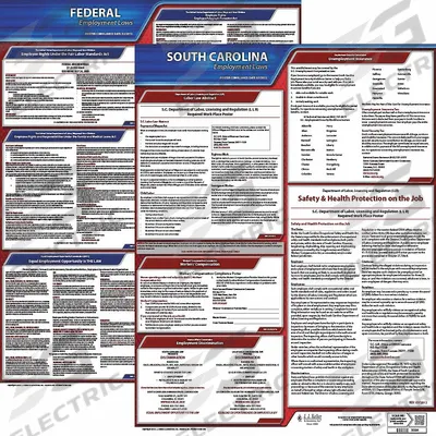 JJ KELLER Labor Law Poster: SC, English, Plastic, 20 in x 24 in - State & Federal Labor Law Poster Sets