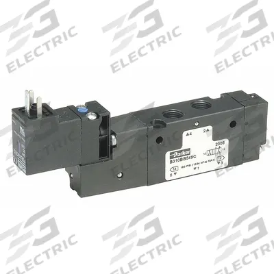 Parker Solenoid Air Control Valve: B3, Four-Way / Two-Position, Single Solenoid - Parker B Series Solenoid-Operated Inline Valves